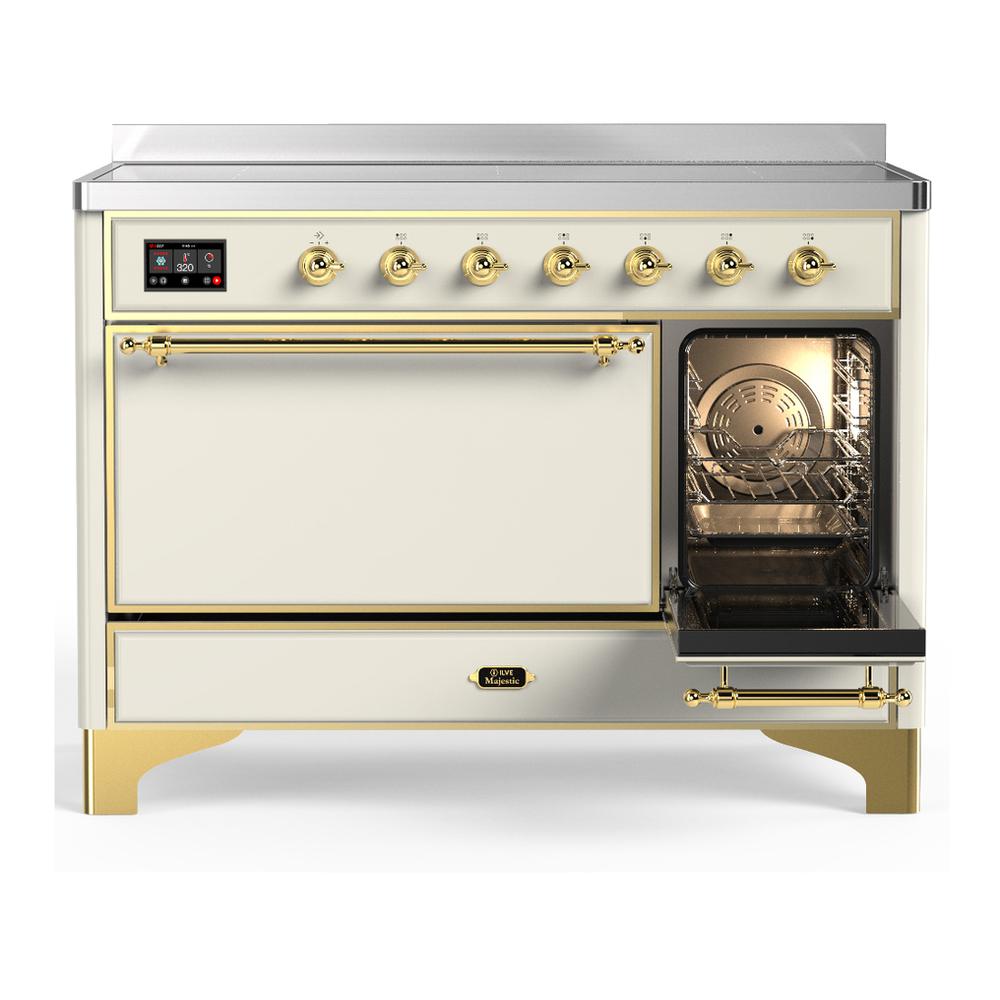 Ilve UMIB48QNR3AWG Ilve Umib48Qnr3Awg Majestic Iii 48 Inch Induction Range With 6 Elements, 5.02 Cu. Ft. Total Oven Capacity (Solid Door, Antique White, Brass)
