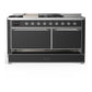 Ilve UM60FSQNR3MGCLP Ilve Um60Fsqnr3Mgclp Majestic Iii 60 Inch Dual Fuel Range With 7 Burners, Griddle And French Top, Dual Function Burner With Up To 25,000 Btu (Liquid Propane, Solid Door, Graphite Matte, Chrome)