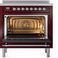 Ilve UPI366NMPBUC Nostalgie Ii 36 Inch Electric Freestanding Range In Burgundy With Chrome Trim
