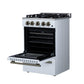 Forno FFSGS627224WHT Forno Breno 24 Inch Freestanding Gas Range In White With Antique Brass, Compact Design
