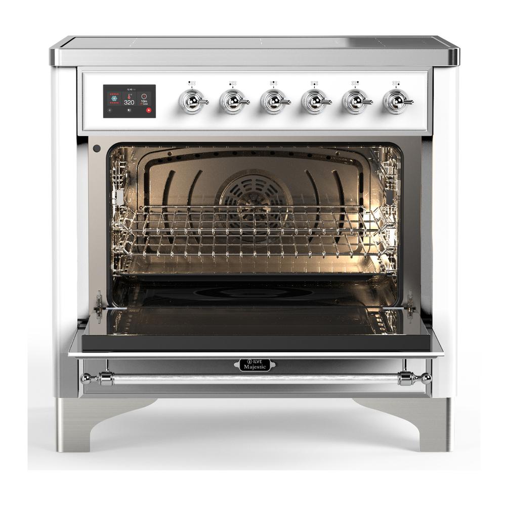 Ilve UMIB36NR3WHC Ilve Umib36Nr3Whc Majestic Iii 36 Inch Induction Range With 6 Elements, 3.5 Cu. Ft. Total Oven Capacity (Triple Glass Door, White, Chrome)