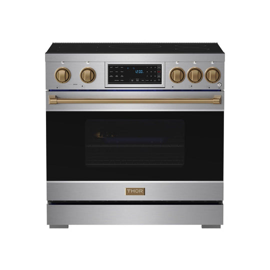 Thor Kitchen RSI36BRZ 36 Inch Professional Induction Range With Tilt Panel Touch Control In Stainless Steel And Bronze Gordon Ramsay Series