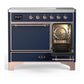 Ilve UMDIB40QNR3MBP Ilve Umdib40Qnr3Mbp Majestic Iii 40 Inch Induction Range With 6 Elements, 3.82 Cu. Ft. Total Oven Capacity (Solid Door, Midnight Blue, Copper)