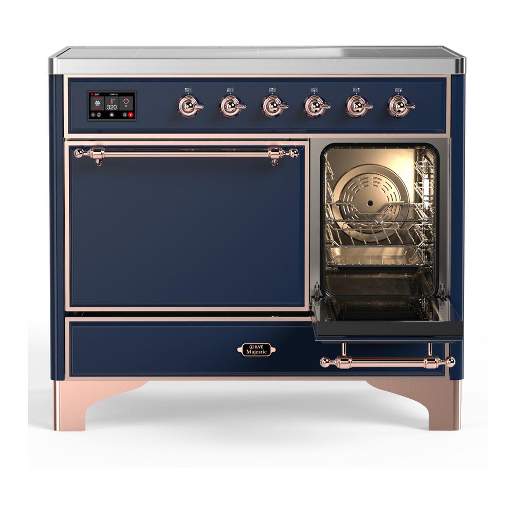 Ilve UMDIB40QNR3MBP Ilve Umdib40Qnr3Mbp Majestic Iii 40 Inch Induction Range With 6 Elements, 3.82 Cu. Ft. Total Oven Capacity (Solid Door, Midnight Blue, Copper)