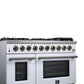 Forno FFSGS623948WHT Forno Massimo 48-Inch White Freestanding Gas Range, 8 Burners, True Convection Oven