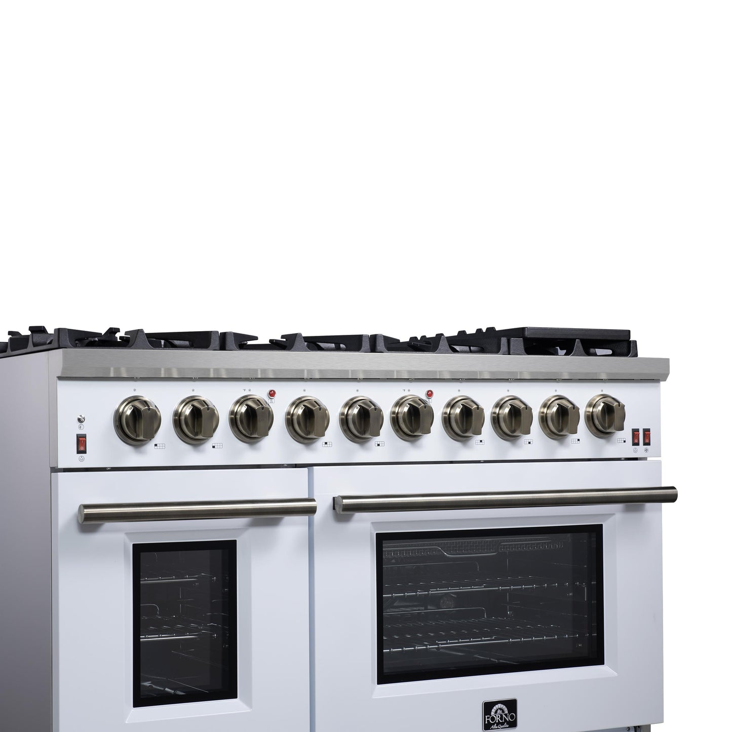 Forno FFSGS623948WHT Forno Massimo 48-Inch White Freestanding Gas Range, 8 Burners, True Convection Oven