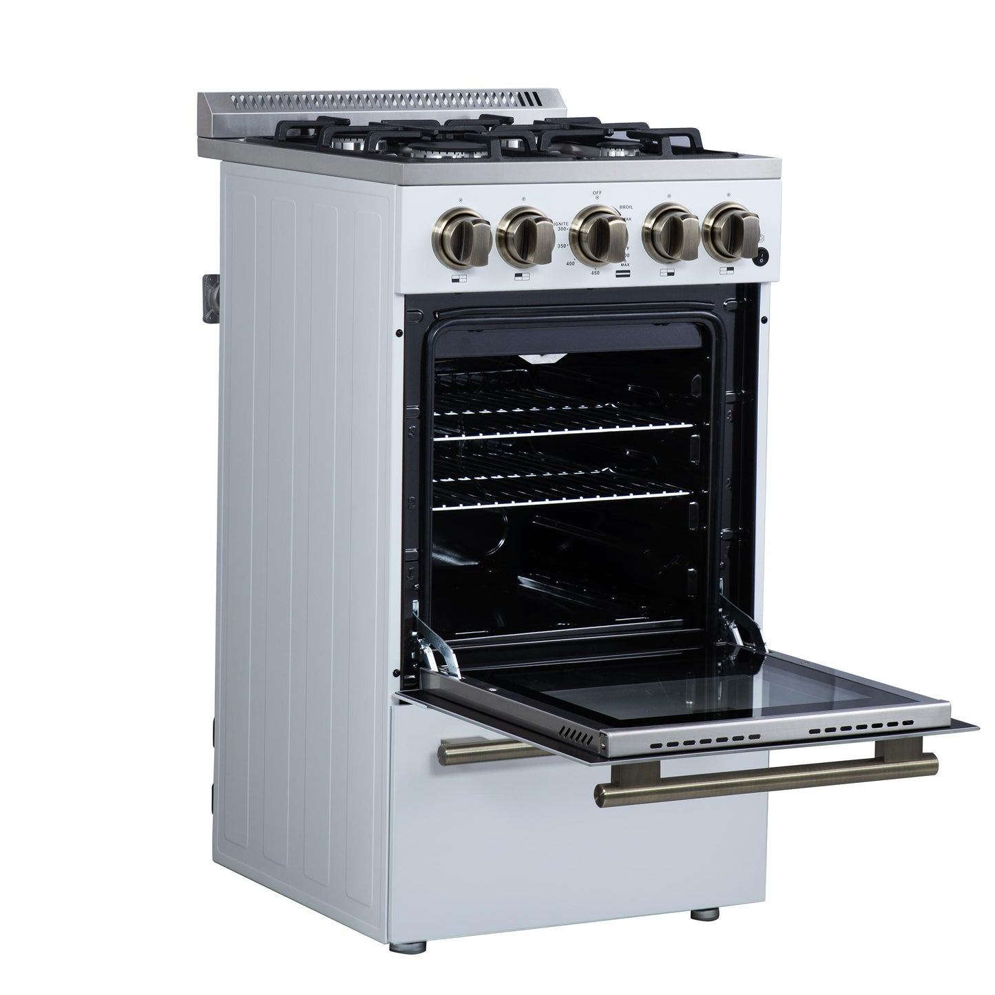 Forno FFSGS626520WHT Forno Lamazze 20 Inch Freestanding Gas Range In White, Compact Design