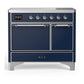 Ilve UMDIB40QNR3MBC Ilve Umdib40Qnr3Mbc Majestic Iii 40 Inch Induction Range With 6 Elements, 3.82 Cu. Ft. Total Oven Capacity (Solid Door, Midnight Blue, Chrome)