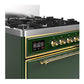 Ilve UM30QNR3EGG Ilve Um30Qnr3Egg Majestic Iii 30 Inch Dual Fuel Range With 5 Black Brass Burners, Dual Function Burner Up To 25,000 Btu (Natural Gas, Solid Door, Emerald Green, Brass)