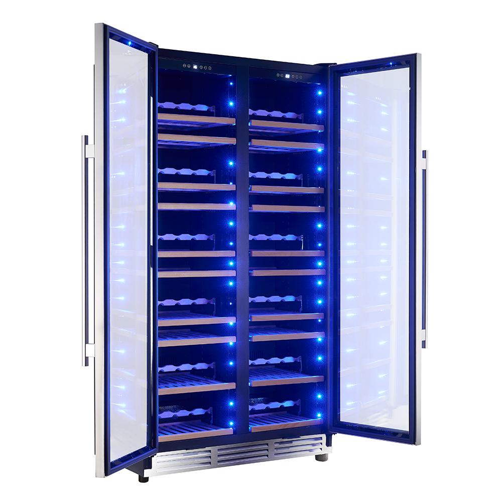 Forno FWCDR664240S Forno Vernazza 40-Inch Side-By-Side Dual Zone Wine Cellar, 25.07 Cu.Ft Capacity, Stainless Steel, Temperature Control, Uv-Protected Glass Door, Wooden Shelves