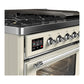Ilve UM48FNR3AWCLP Ilve Um48Fnr3Awclp Majestic Iii 48 Inch Dual Fuel Range With 8 Burners And Griddle, Dual Function Burner Up To 25,000 Btu (Liquid Propane, Triple Glass Door, Antique White, Chrome)