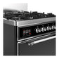 Ilve UM30QNR3BKC Ilve Um30Qnr3Bkc Majestic Iii 30 Inch Dual Fuel Range With 5 Black Brass Burners, Dual Function Burner Up To 25,000 Btu (Natural Gas, Solid Door, Glossy Black, Chrome)