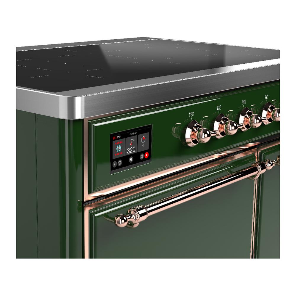 Ilve UMDIB40QNR3EGP Ilve Umdib40Qnr3Egp Majestic Iii 40 Inch Induction Range With 6 Elements, 3.82 Cu. Ft. Total Oven Capacity (Solid Door, Emerald Green, Copper)