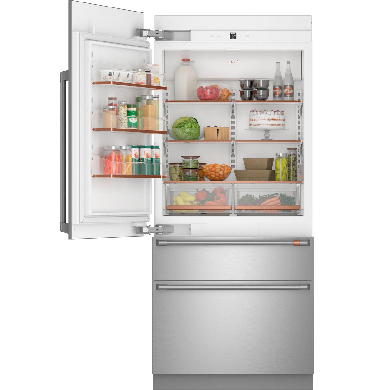 Cafe CIC36LK6ZII Cafe™ 36" Panel-Ready Integrated Bottom-Freezer Refrigerator - Left Swing