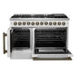 Forno FFSGS635648WHT Forno Galiano 48-Inch French Door Dual Fuel Range, White & Antique Brass Design, 8 Sealed Burners - 107,000 Btu, Griddle, 6.58 Cu.Ft. Double Ovens