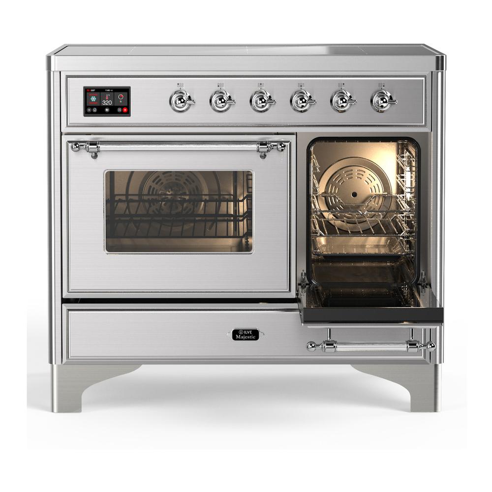 Ilve UMDIB40NR3SSC Ilve Umdib40Nr3Ssc Majestic Iii 40 Inch Induction Range With 6 Elements, 3.82 Cu. Ft. Total Oven Capacity (Triple Glass Door, Stainless Steel, Chrome)
