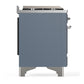 Ilve UM60FQNR3BGCLP Ilve Um60Fqnr3Bgclp Majestic Iii 60 Inch Dual Fuel Range With 9 Burners And Griddle, Dual Function Burner Up To 25,000 Btu (Liquid Propane, Solid Door, Blue Grey, Chrome)