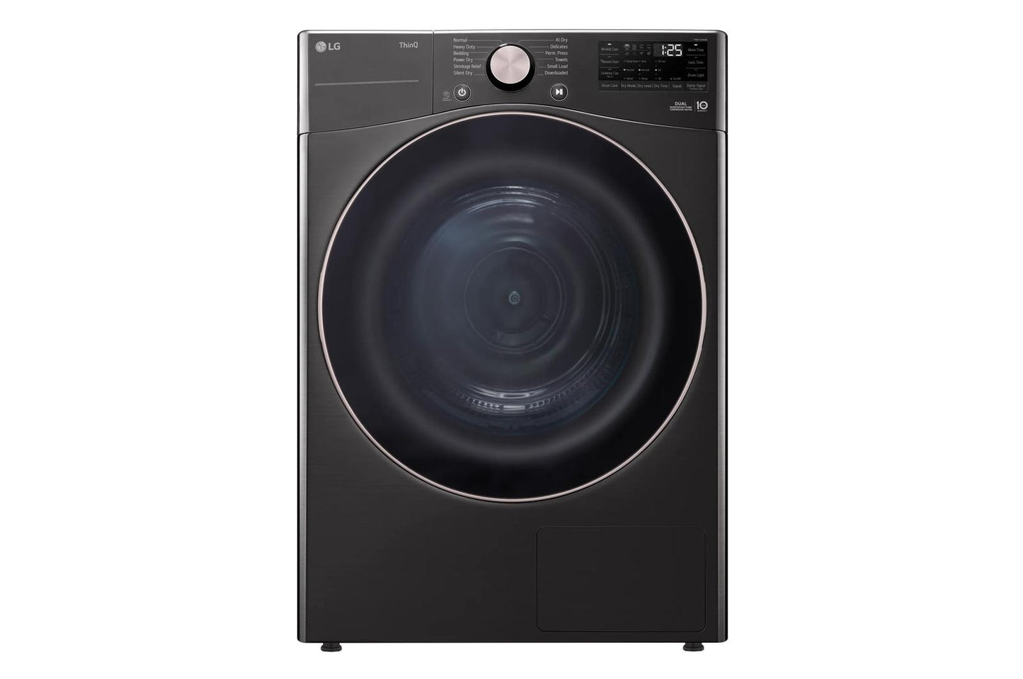 Lg DLHC4002B 7.4 Cu. Ft. Ultra Large Capacity Heat Pump Ventless Dryer, Wi-Fi Connectivity Black Steel