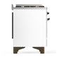 Ilve UM36FQNR3WHB Ilve Um36Fqnr3Whb Majestic Iii 36 Inch Dual Fuel Range With 6 Black Brass Burners And Griddle, Dual Function Burner Up To 25,000 Btu (Solid Door, White, Burnished, Natural Gas)