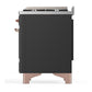 Ilve UM36FQNR3MGP Ilve Um36Fqnr3Mgp Majestic Iii 36 Inch Dual Fuel Range With 6 Black Brass Burners And Griddle, Dual Function Burner Up To 25,000 Btu (Solid Door, Graphite Matte, Copper, Natural Gas)