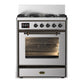 Ilve UM30NR3SSB Ilve Um30Nr3Ssb Majestic Iii 30 Inch Dual Fuel Range With 5 Black Brass Burners, Dual Function Burner Up To 25,000 Btu (Natural Gas, Triple Glass Door, Stainless Steel, Burnished)