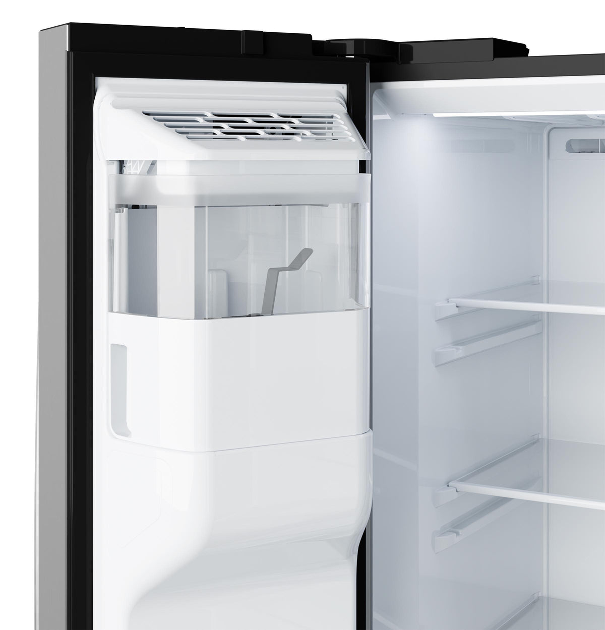Ge Appliances GZS24NYYFS Ge® 23.6 Cu. Ft. Counter-Depth Side-By-Side Refrigerator With Extra Tall Dispenser And In-Door Icemaker