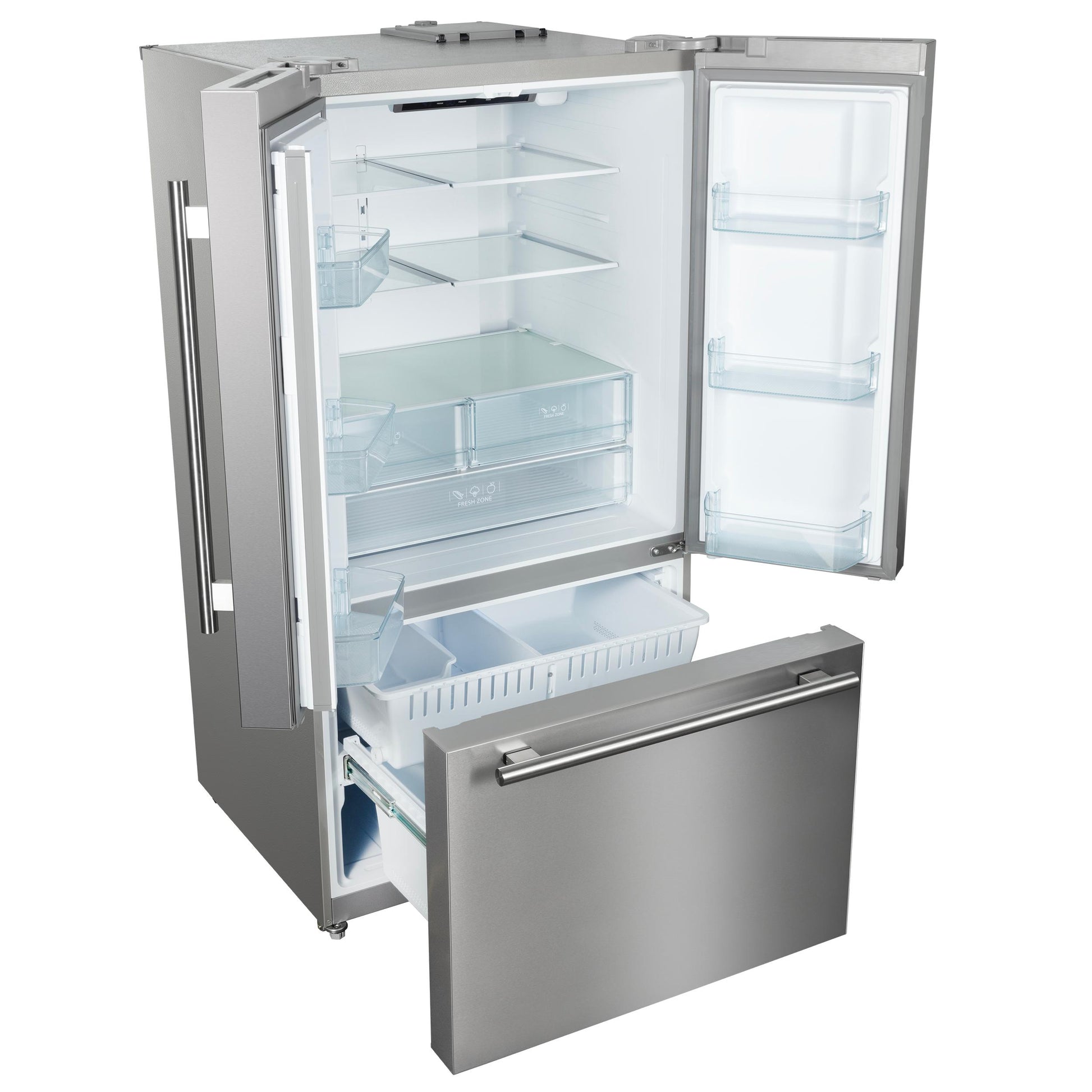 Forno FFFFD178336S Forno Rivello 36 Inch French Door Refrigerator In Stainless Steel, Internal Water Dispenser, Filtered Ice, Adjustable Shelves, Energy Star Certified