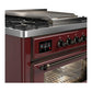 Ilve UM36FNR3BUBLP Ilve Um36Fnr3Bublp Majestic Iii 36 Inch Dual Fuel Range With 6 Black Brass Burners And Griddle, Dual Function Burner Up To 25,000 Btu (Triple Glass Door, Burgundy, Burnished, Liquid Propane)