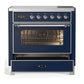 Ilve UMIB36NR3MBC Ilve Umib36Nr3Mbc Majestic Iii 36 Inch Induction Range With 6 Elements, 3.5 Cu. Ft. Total Oven Capacity (Triple Glass Door, Midnight Blue, Chrome)