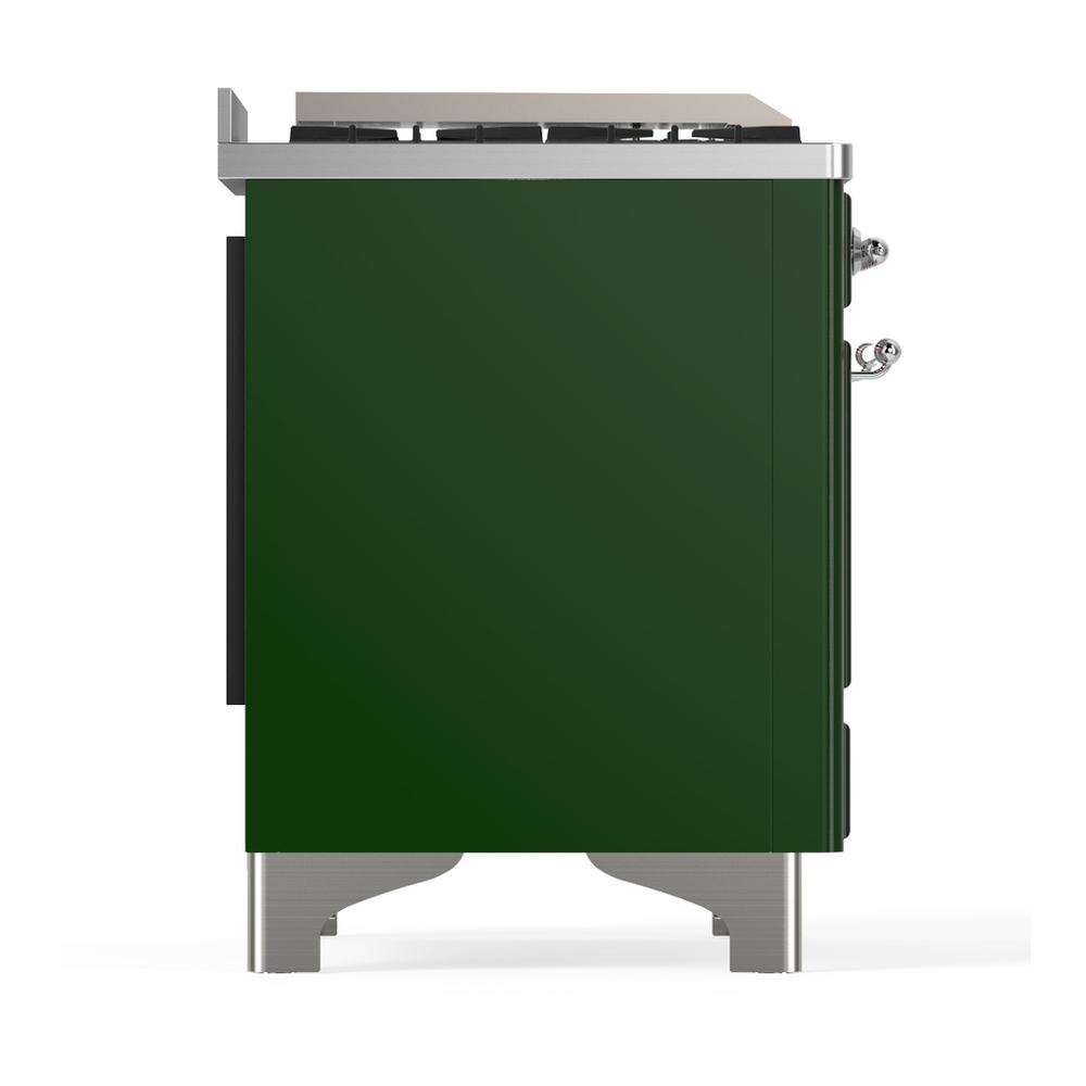 Ilve UM60FSQNR3EGCLP Ilve Um60Fsqnr3Egclp Majestic Iii 60 Inch Dual Fuel Range With 7 Burners, Griddle And French Top, Dual Function Burner With Up To 25,000 Btu (Liquid Propane, Solid Door, Emerald Green, Chrome)