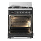 Ilve UM30NR3MGCLP Ilve Um30Nr3Mgclp Majestic Iii 30 Inch Dual Fuel Range With 5 Black Brass Burners, Dual Function Burner Up To 25,000 Btu (Liquid Propane, Triple Glass Door, Graphite Matte, Chrome)