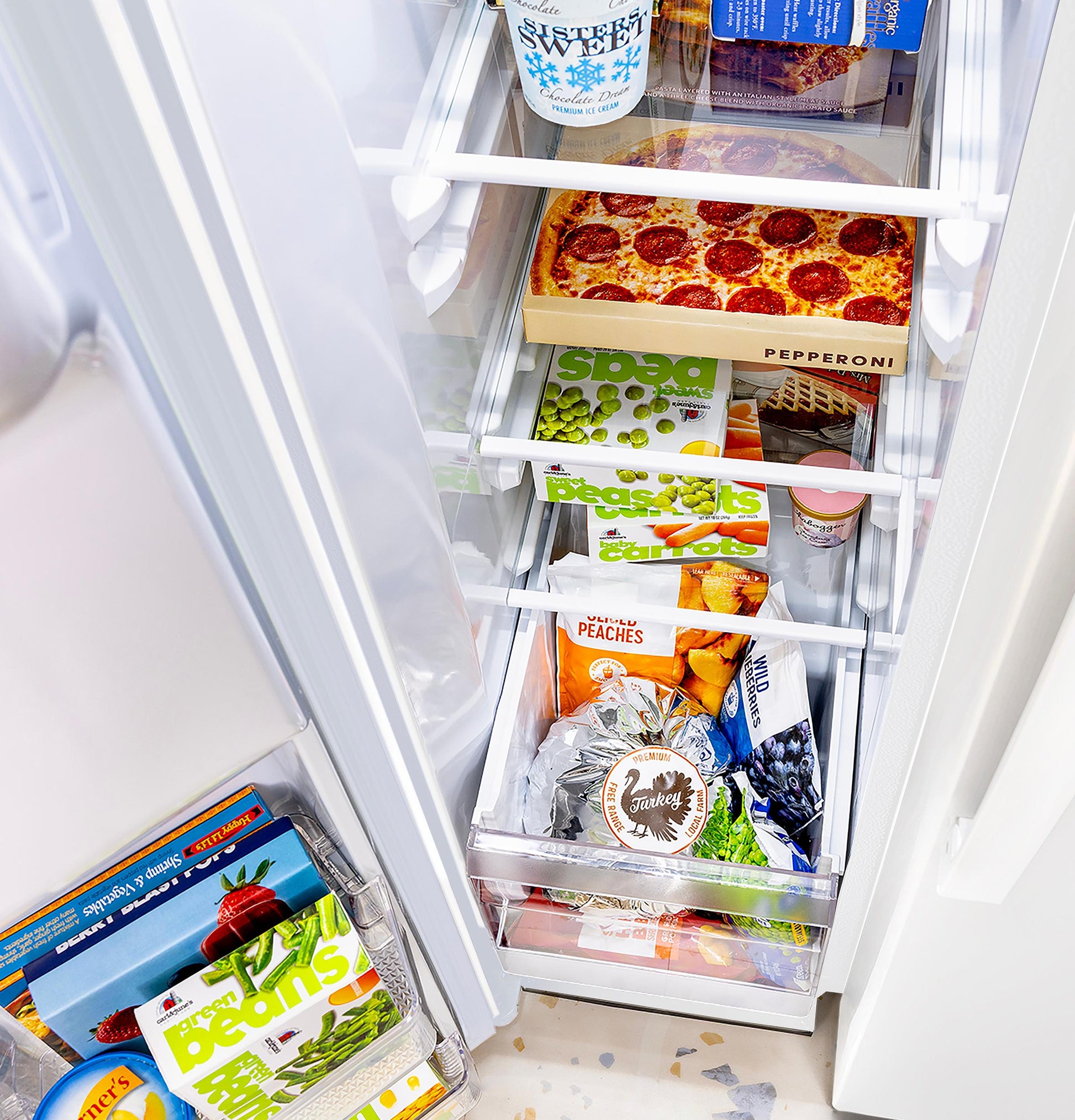 Ge Appliances GZE24NGYWW Ge® Energy Star® 23.6 Cu. Ft. Counter-Depth Side-By-Side Refrigerator With Extra Tall Dispenser And In-Door Icemaker