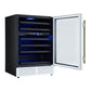 Forno FWCDR663424WHT Forno Bacchino 24 Inch Wine Cooler, White With Antique Brass Handles, With Led Lighting, Triple Glass Door, 51 Bottle Capacity, Built-In Or Freestanding