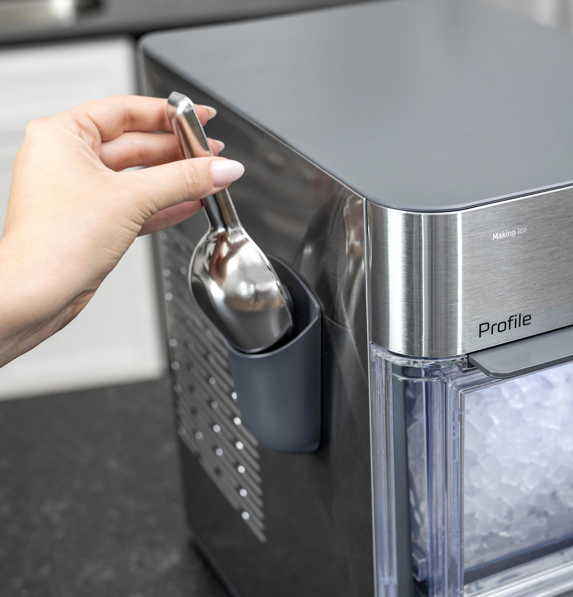 Ge Appliances XPIO13SWSS Ge Profile™ Opal™ 2.0 Ultra Nugget Ice Maker With Side Tank And Scale Inhibiting Filter