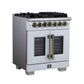 Forno FFSGS638730WHT Forno Capriasca 30-Inch Freestanding French Door Dual Fuel Range In White With Antique Brass Accessories, 5 Burners, True Convection Oven