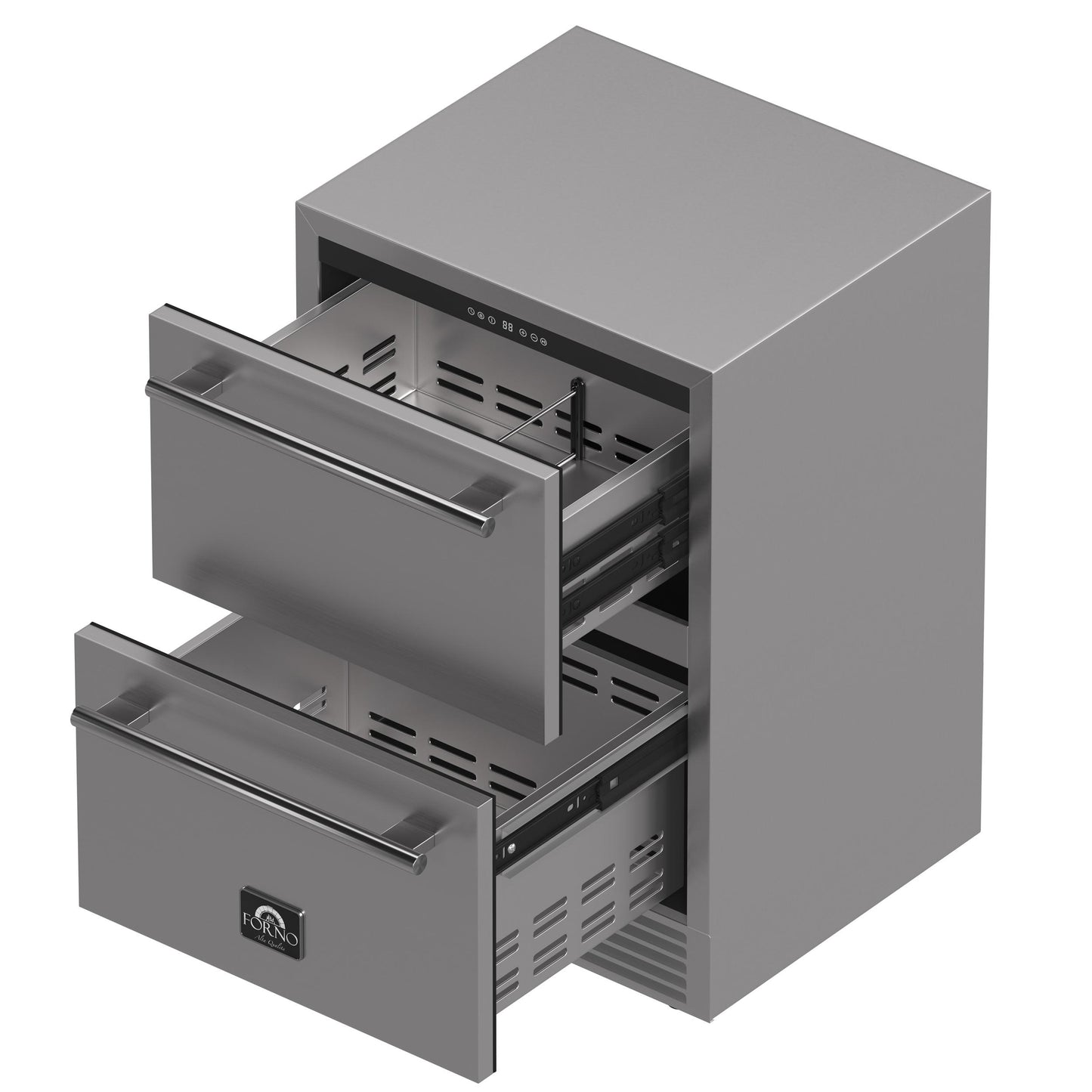 Forno FDROD161124S Forno Como 24-Inch Indoor Outdoor Drawer Refrigerator, 4.87 Cu.Ft, Stainless Steel Interior, Adjustable Shelves, Led Lighting