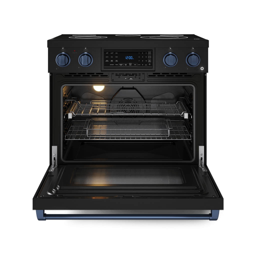 Thor Kitchen RSE36BBLU 36 Inch Professional Electric Range With Tilt Panel Touch Control In Black/Navy Blue Gordon Ramsay Series - Rse36B-Blu