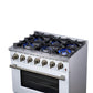 Forno FFSGS623936WHT Forno Massimo 36-Inch White Freestanding Gas Range, 6 Sealed Burners, Convection Oven, Energy Efficient
