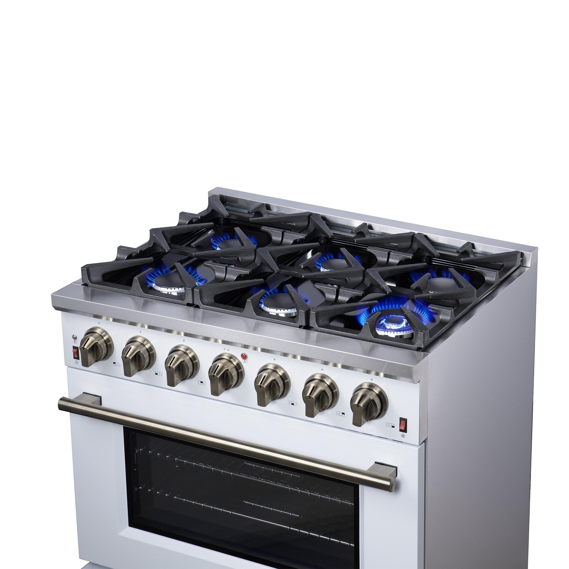 Forno FFSGS623936WHT Forno Massimo 36-Inch White Freestanding Gas Range, 6 Sealed Burners, Convection Oven, Energy Efficient