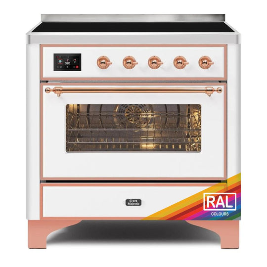 Ilve UMI09NS3RAP Ilve Majestic Ii 36 Umi09Ns3Rap Freestanding Electric Range With Induction Single Oven With Triple Glass Door In Ral Color With Copper Knobs