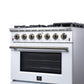 Forno FFSGS623936WHT Forno Massimo 36-Inch White Freestanding Gas Range, 6 Sealed Burners, Convection Oven, Energy Efficient