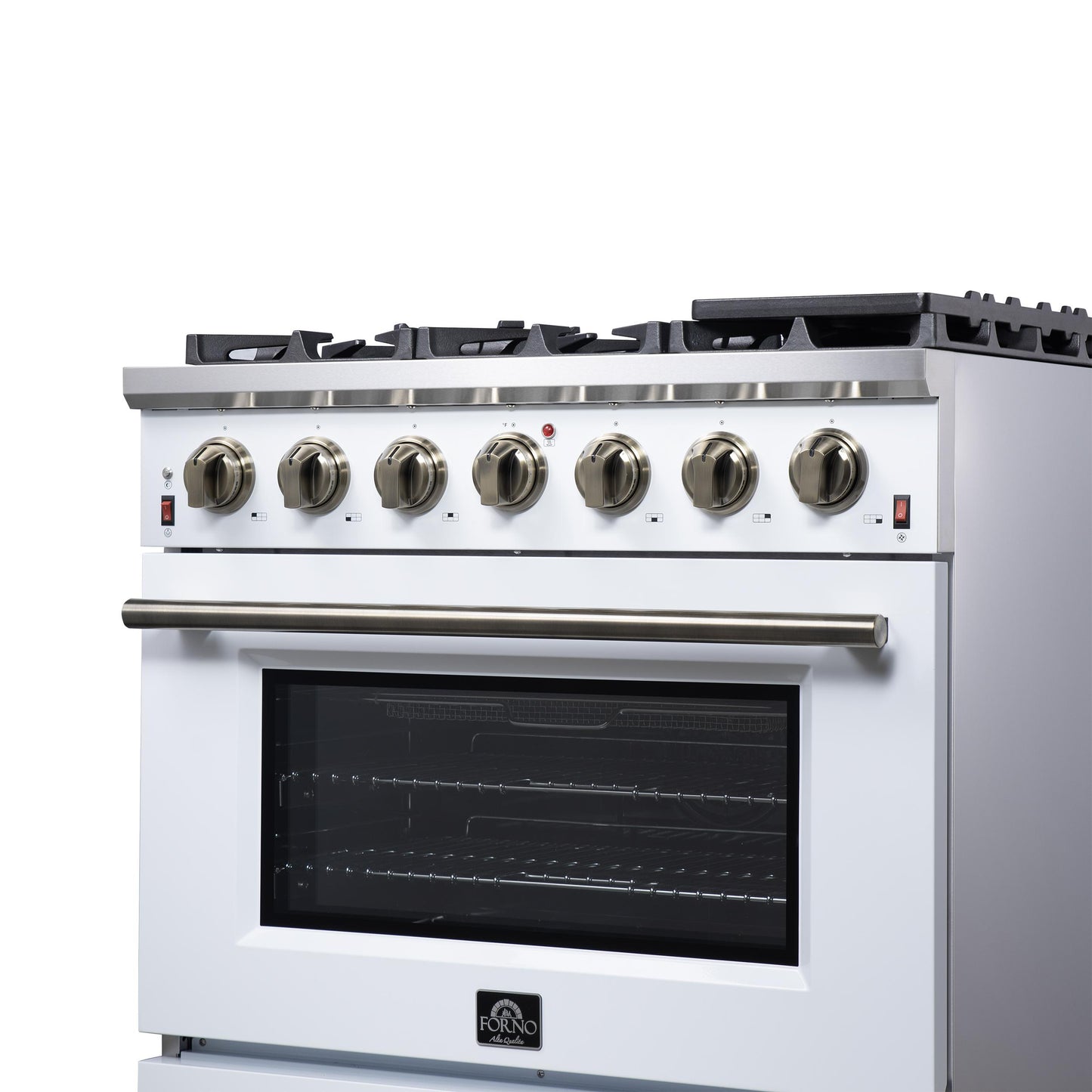 Forno FFSGS623936WHT Forno Massimo 36-Inch White Freestanding Gas Range, 6 Sealed Burners, Convection Oven, Energy Efficient