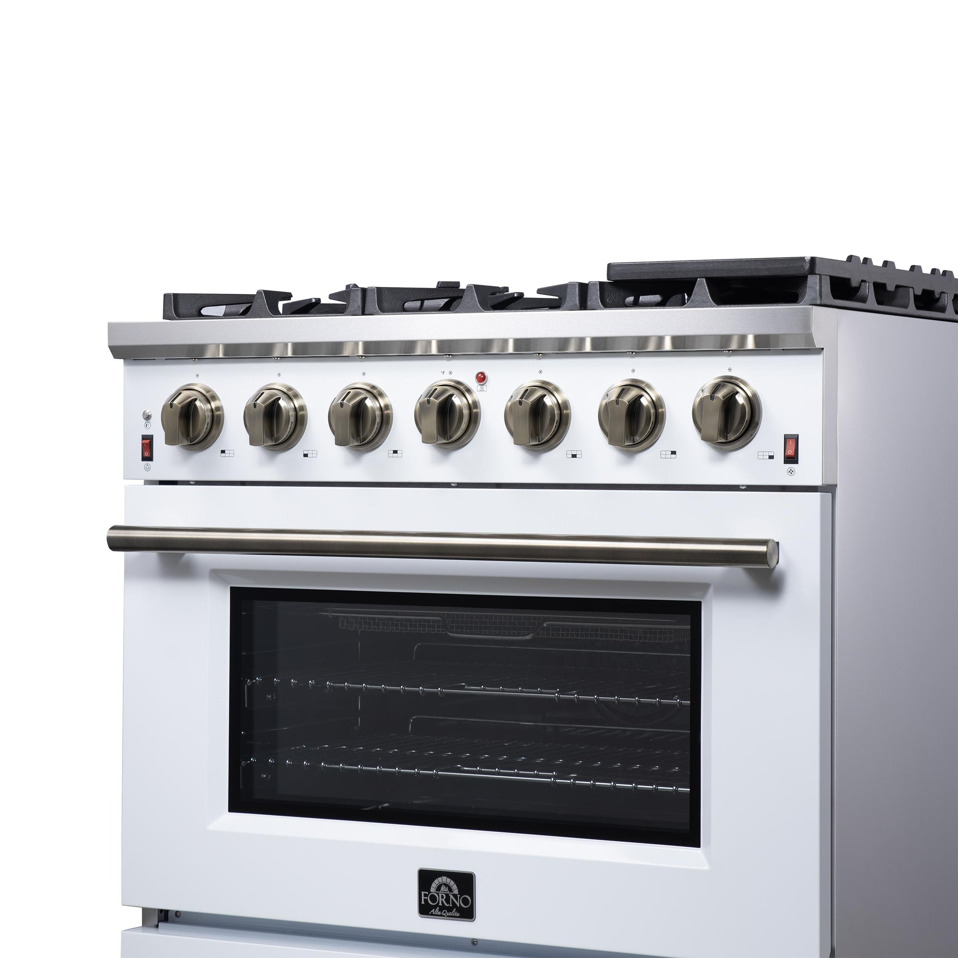 Forno FFSGS623936WHT Forno Massimo 36-Inch White Freestanding Gas Range, 6 Sealed Burners, Convection Oven, Energy Efficient