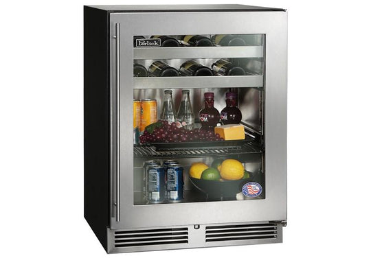 Perlick HA24BB43LL 24" Ada Height Compliant Indoor Beverage Center With Stainless Steel Glass Door, Hinge Left, With Lock