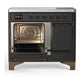 Ilve UMDIB40QNR3MGB Ilve Umdib40Qnr3Mgb Majestic Iii 40 Inch Induction Range With 6 Elements, 3.82 Cu. Ft. Total Oven Capacity (Solid Door, Graphite Matte, Burnished)