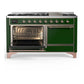 Ilve UM60FQNR3EGPLP Ilve Um60Fqnr3Egplp Majestic Iii 60 Inch Dual Fuel Range With 9 Burners And Griddle, Dual Function Burner Up To 25,000 Btu (Liquid Propane, Solid Door, Emerald Green, Copper)