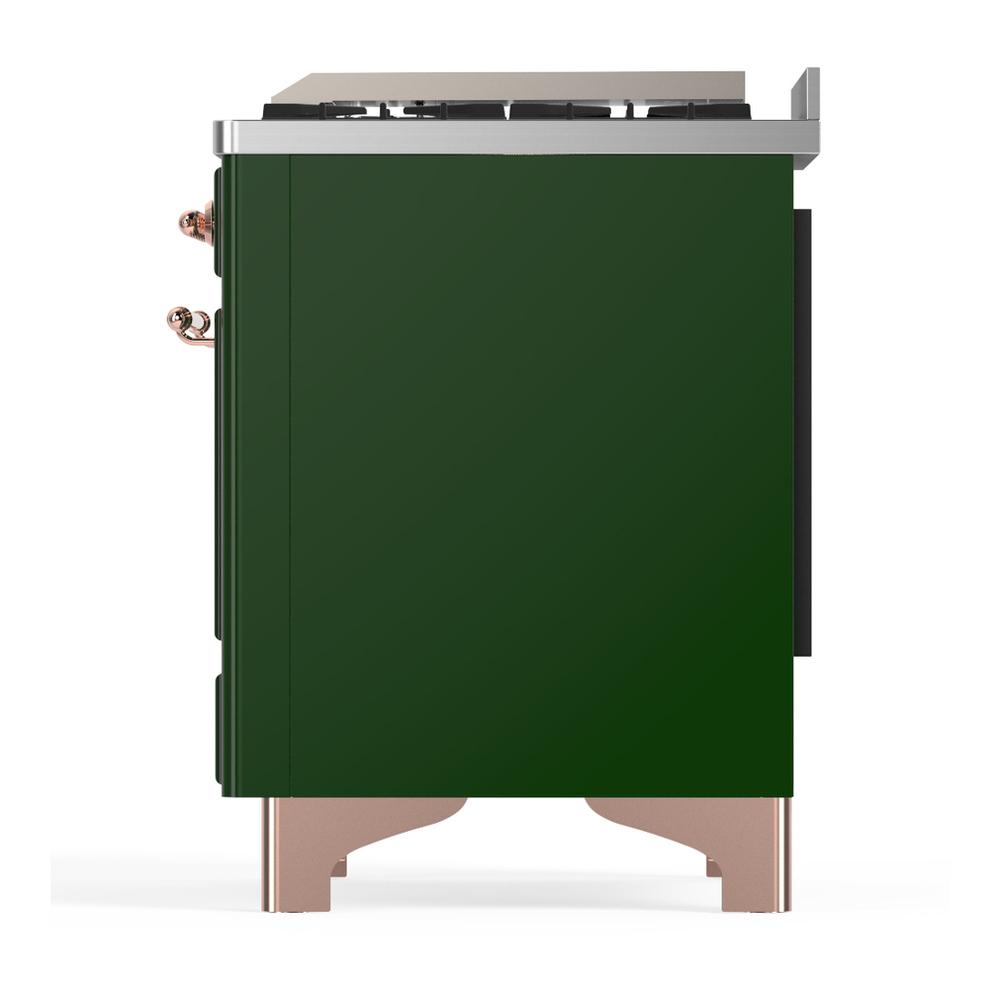 Ilve UM60FQNR3EGP Ilve Um60Fqnr3Egp Majestic Iii 60 Inch Dual Fuel Range With 9 Burners And Griddle, Dual Function Burner Up To 25,000 Btu (Natural Gas, Solid Door, Emerald Green, Copper)