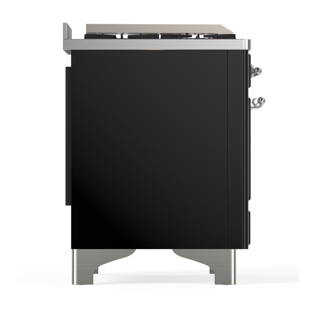 Ilve UMD40FNR3BKCLP Ilve Umd40Fnr3Bkclp Majestic Iii 40 Inch Dual Fuel Range With 6 Burners And Griddle, Dual Function Burner Up To 25,000 Btu (Liquid Propane, Triple Glass Door, Glossy Black, Chrome)