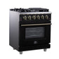 Forno FFSGS623930BLK Forno Massimo 30-Inch Black Freestanding Gas Range, 5 Burners, True Convection Oven
