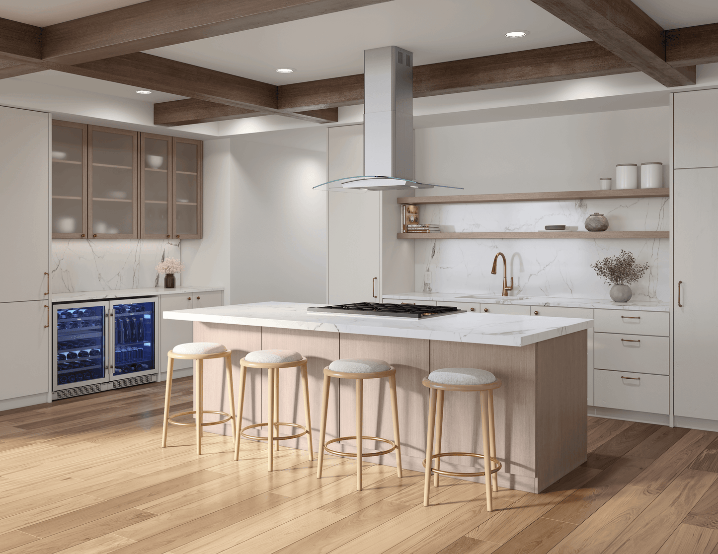 Zephyr BMLE36CG Brisas Curved Glass Island, 36" G, Act, Led